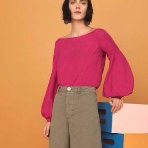 Anthropologie Floreat fuchsia pink off shoulder top